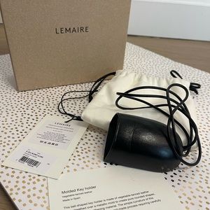 LEMAIRE Fall 2020 Black Molded Leather Bell Key Holder Clochette Necklace